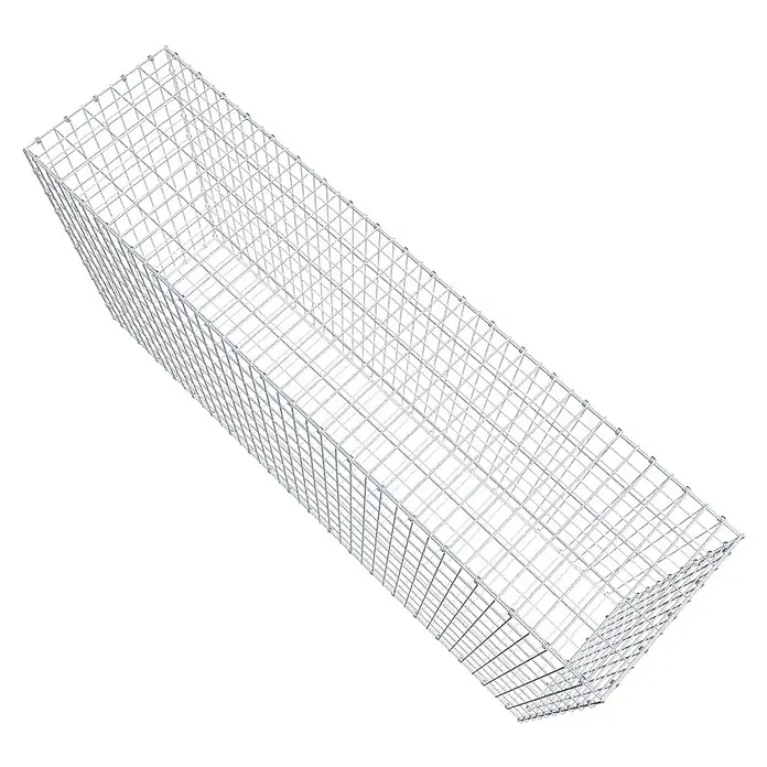 Gabiona Gabione - 200 x 50 x 100 cm, Maschenbreite: 5 cm, Maschenhöhe: 10 cm - Draufsicht auf einen Gabionenkorb aus verzinktem Stahlgitter, ideal für Garten- und Landschaftsbauprojekte.