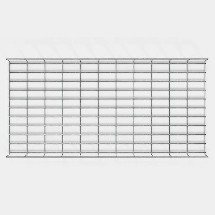 Gabiona Rankgitter - L x B x H: 53 x 5 x 110 cm, Silber, Stahl, Maschenbreite: 5 cm, Maschenhöhe: 10 cm - Draufsicht auf ein rechteckiges, graues Drahtgitter, ideal für verschiedene Bau- oder Schutzanwendungen, mit gleichmäßigen Maschen.