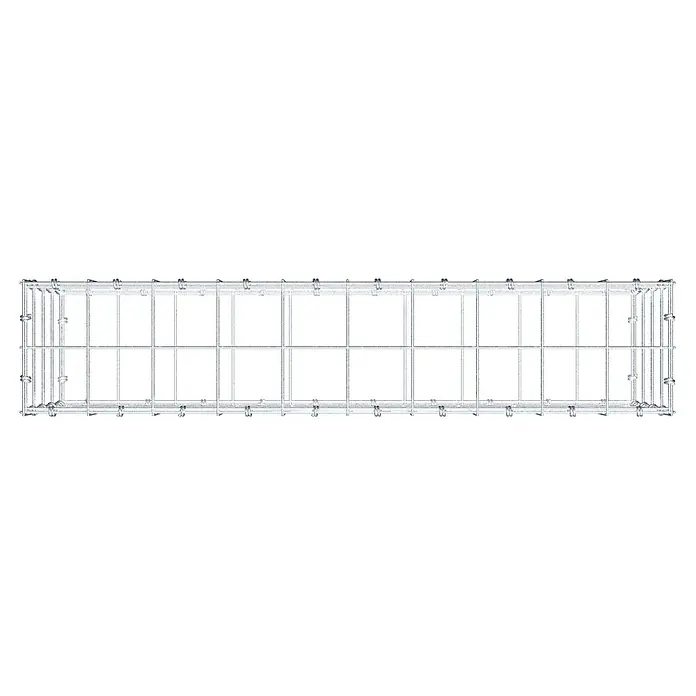 Gabiona Gabione - 100 x 20 x 40 cm, Maschenbreite: 10 cm, Maschenhöhe: 10 cm - Draufsicht auf einen länglichen, rechteckigen Drahtgitterkorb mit robusten, verstärkten Seiten, ideal für Lagerung und Organisation.