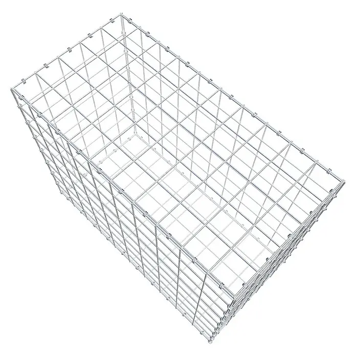 Gabiona Gabione - 100 x 50 x 80 cm, Maschenbreite: 10 cm, Maschenhöhe: 10 cm - Ansicht eines leeren Gabionenkorbs aus Drahtgeflecht. Der Drahtkorb ist leer und noch nicht mit Steinen gefüllt.