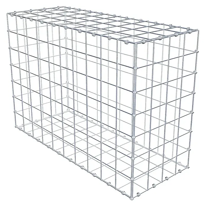 Gabiona Gabione - 100 x 40 x 70 cm, Maschenbreite: 10 cm, Maschenhöhe: 10 cm - Darstellung eines Gabionenkorbs, eines Drahtgeflechts zur Befüllung mit Steinen oder anderen Materialien, ideal für Landschaftsbau und Erosionsschutz.