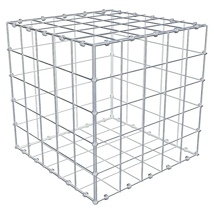 Gabiona Gabione - 50 x 50 x 50 cm, Maschenbreite: 10 cm, Maschenhöhe: 10 cm - Drahtgitterwürfel: Ein stabiler, silbernfarbener Würfel aus verschweißtem Drahtgitter, ideal für diverse Anwendungen und Projekte.