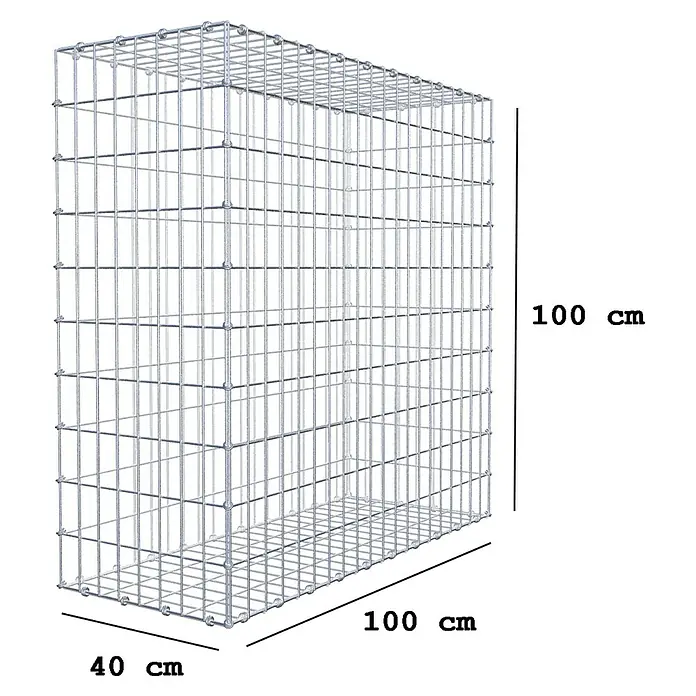 Gabiona Gabione - 100 x 40 x 100 cm, Maschenbreite: 5 cm, Maschenhöhe: 10 cm - Ein geräumiger Gabionenkorb mit Abmessungen von 100x100x40 cm, ideal für den Garten- und Landschaftsbau. Robust und langlebig.