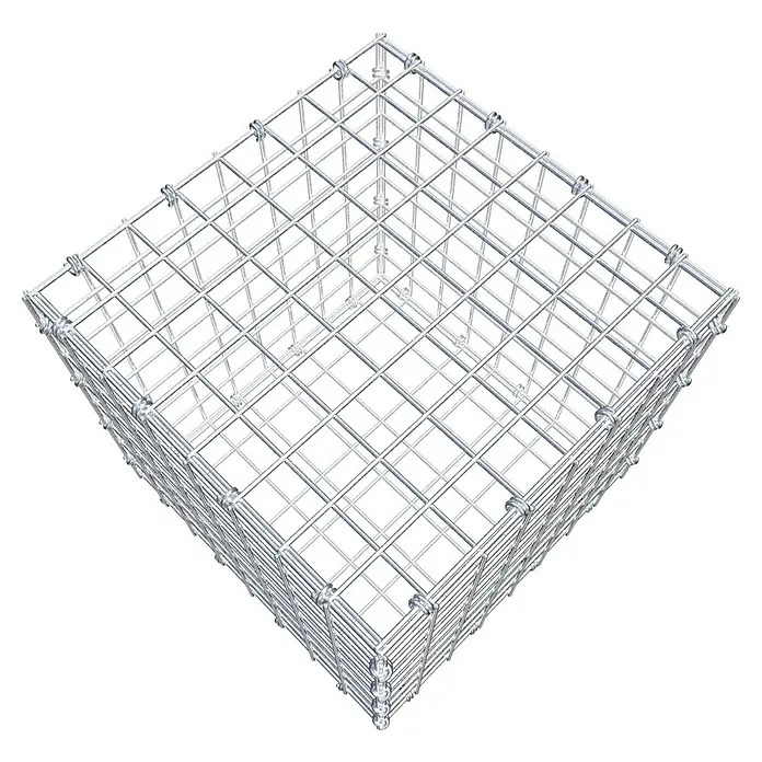 Gabiona Gabione - 40 x 40 x 40 cm, Maschenbreite: 5 cm, Maschenhöhe: 5 cm - Ein quaderförmiger Steinkorb aus Drahtgitter, der zur Hangbefestigung oder als dekoratives Element im Garten verwendet werden kann.