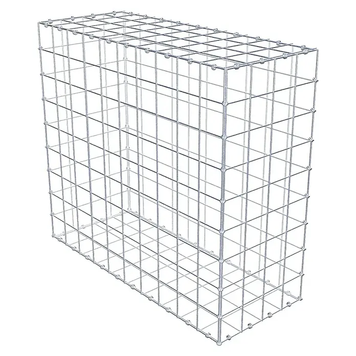 Gabiona Gabione - 100 x 40 x 90 cm, Maschenbreite: 10 cm, Maschenhöhe: 10 cm - Ein rechteckiger Gabionenkorb aus verzinktem Drahtgeflecht, ideal für den Garten- und Landschaftsbau. Die robuste Konstruktion sorgt für Stabilität.