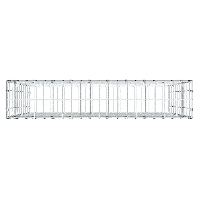 Gabiona Gabione - 100 x 20 x 100 cm, Maschenbreite: 5 cm, Maschenhöhe: 10 cm - Das Bild zeigt einen rechteckigen Drahtkorb, ideal für die Aufbewahrung von Gegenständen und zur Organisation von Räumen. Praktisch und robust.