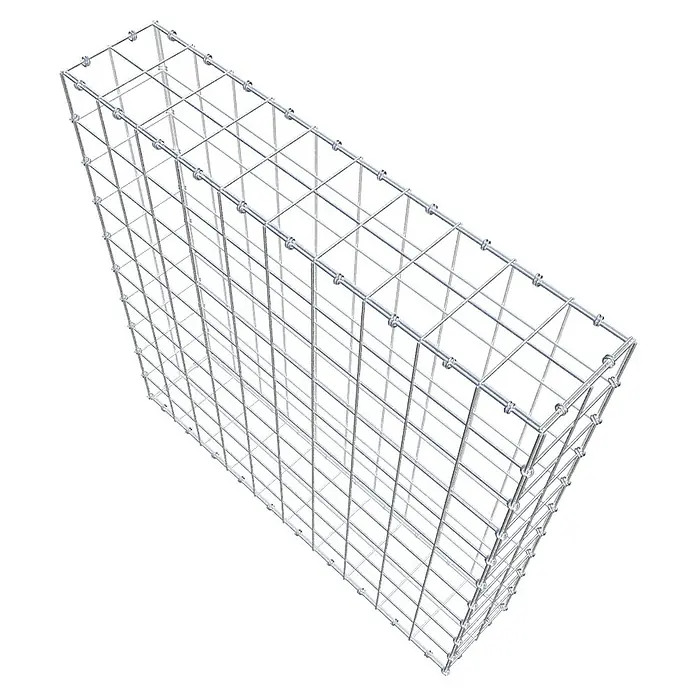 Gabiona Gabione - 100 x 20 x 100 cm, Maschenbreite: 10 cm, Maschenhöhe: 10 cm - Ein rechteckiger Gabionenkorb aus Drahtgeflecht, der für den Einsatz als Stützmauer oder dekoratives Element im Gartenbau konzipiert ist.