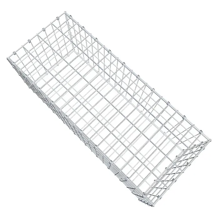 Gabiona Gabione - 100 x 40 x 40 cm, Maschenbreite: 5 cm, Maschenhöhe: 10 cm - Darstellung eines Gabionen-Korbs: robuste Drahtgitterkonstruktion für vielfältige Anwendungen im Garten- und Landschaftsbau.