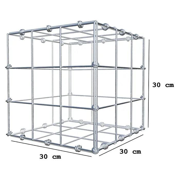 Gabiona Gabione - 30 x 30 x 30 cm, Maschenbreite: 10 cm, Maschenhöhe: 10 cm - Drahtwürfelstruktur mit den Maßen 30x30x30 cm, ideal für eine Vielzahl von Anwendungen, von der Dekoration bis zur Organisation.