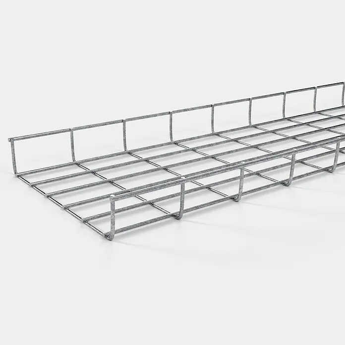 Gabiona Rankgitter - L x B x H: 28 x 5 x 110 cm, Silber, Stahl, Maschenbreite: 5 cm, Maschenhöhe: 10 cm - Draufsicht eines Kabelträgers aus Metalldraht, der sich ideal für die Organisation und Führung von Kabeln eignet.
