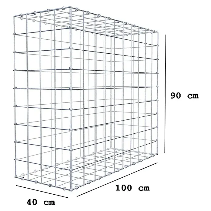 Gabiona Gabione - 100 x 40 x 90 cm, Maschenbreite: 10 cm, Maschenhöhe: 10 cm - Abbildung eines Gabionenkorbs mit den Maßen 40 cm x 100 cm x 90 cm, ideal für den Garten- und Landschaftsbau.
