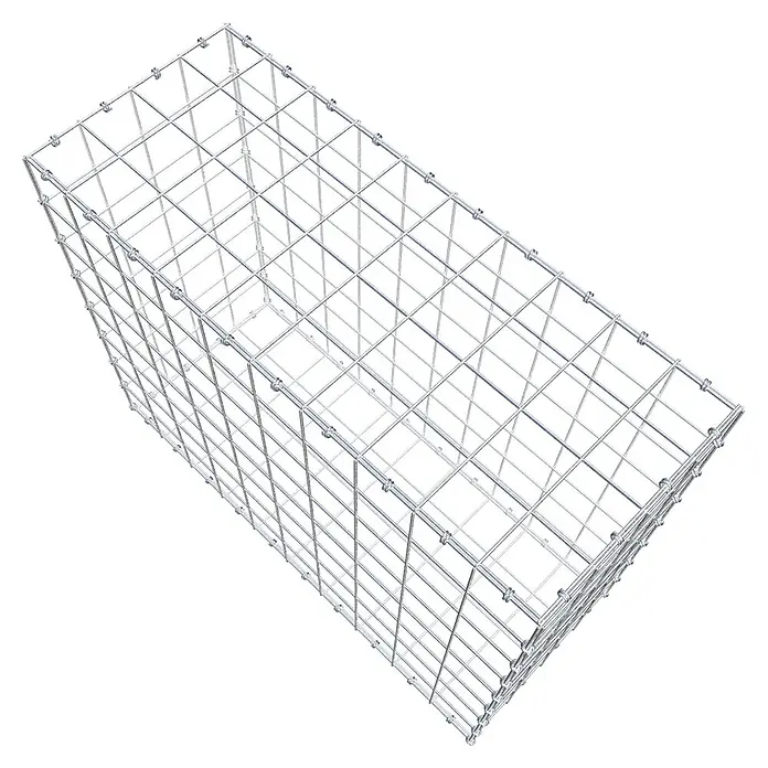 Gabiona Gabione - 100 x 40 x 80 cm, Maschenbreite: 10 cm, Maschenhöhe: 10 cm - Ein Gabionenkäfig aus Drahtgeflecht. Die Gitterstruktur ist stabil und robust, ideal für den Landschaftsbau und zur Hangbefestigung.