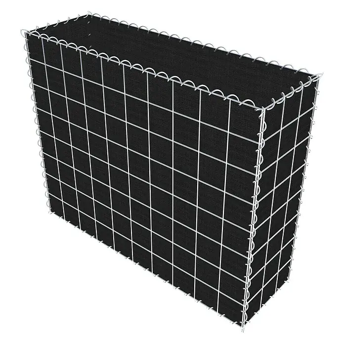 Gabiona Gabione - 100 x 30 x 80 cm, Maschenbreite: 10 cm, Maschenhöhe: 10 cm, Bepflanzbar - Gabionenwand mit dunkler Füllung und Drahtgitterstruktur für den Außenbereich zur dekorativen Gartengestaltung oder als Sichtschutz.