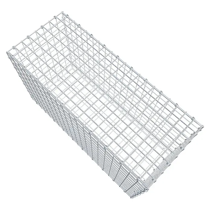 Gabiona Gabione - 100 x 40 x 60 cm, Maschenbreite: 5 cm, Maschenhöhe: 5 cm - Draufsicht auf einen Gabionenkorb aus Drahtgeflecht. Dieser vielseitige Korb eignet sich ideal für Landschaftsbau und Erosionsschutz.