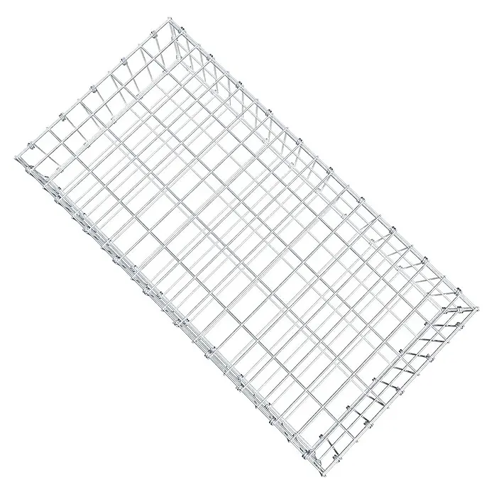 Gabiona Gabione - 100 x 50 x 20 cm, Maschenbreite: 5 cm, Maschenhöhe: 10 cm - Ein rechteckiges, leeres Drahtgitterregal aus Metall für vielfältige Aufbewahrungszwecke. Ideal für Lagerung und Organisation.