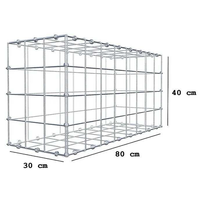 Gabiona Gabione - 80 x 30 x 40 cm, Maschenbreite: 10 cm, Maschenhöhe: 10 cm - Drahtgitterbox mit den Maßen 80 cm x 30 cm x 40 cm. Das Metallgitter ist stabil und bietet vielseitige Einsatzmöglichkeiten im Garten.