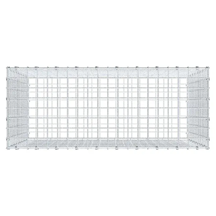 Gabiona Gabione - 100 x 40 x 80 cm, Maschenbreite: 5 cm, Maschenhöhe: 5 cm - Ein rechteckiger Gabionenkorb mit Drahtgitterstruktur, ideal für Gartenbau oder Landschaftsgestaltung. Robust und vielseitig einsetzbar.