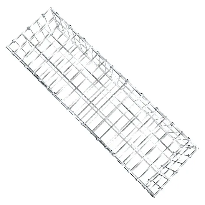 Gabiona Gabione - 100 x 30 x 20 cm, Maschenbreite: 5 cm, Maschenhöhe: 10 cm - Draufsicht einer rechteckigen Kabelführung aus Metalldraht, die eine robuste und flexible Lösung für das Kabelmanagement bietet.
