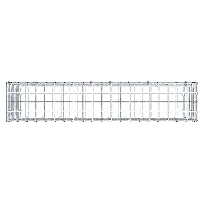 Gabiona Gabione - 100 x 20 x 50 cm, Maschenbreite: 5 cm, Maschenhöhe: 5 cm - Draufsicht auf eine Gabionen-Stützmauer aus Drahtgeflecht, ein vielseitiges System für Garten- und Landschaftsbauprojekte.