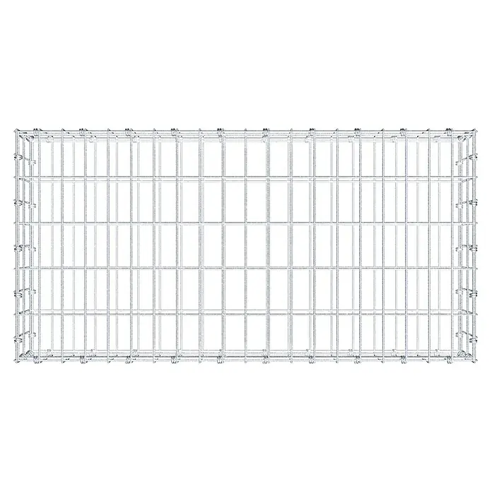 Gabiona Gabione - 100 x 50 x 20 cm, Maschenbreite: 5 cm, Maschenhöhe: 10 cm - Bild einer silberfarbenen Drahtbox für den Innenbereich, ideal für Haustiere. Solide Konstruktion, mit Gitter für Belüftung und Übersicht.