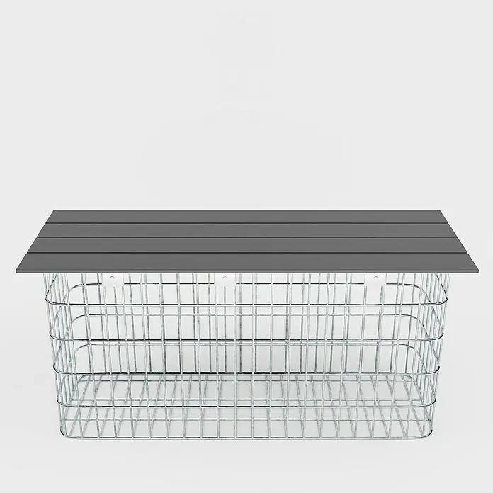 Gabiona Gabionenbank - 102 x 32 x 50 cm, Maschenbreite: 5 cm, Maschenhöhe: 10 cm - Grauer Couchtisch mit Metallkorbgestell. Moderne Möbel für das Wohnzimmer oder den Außenbereich, ideal für stilvolle Akzente.