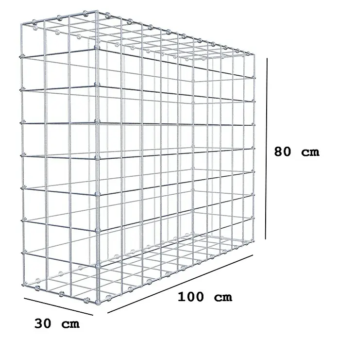 Gabiona Gabione - 100 x 30 x 80 cm, Maschenbreite: 10 cm, Maschenhöhe: 10 cm - Gabionenkorb mit den Maßen 100 cm Länge, 30 cm Breite und 80 cm Höhe zur Gestaltung von Außenbereichen und Gärten.