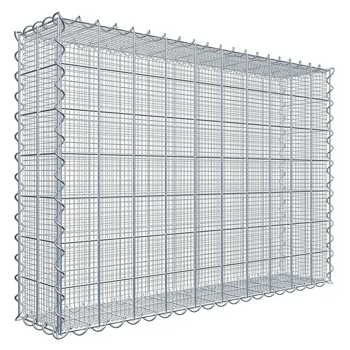 Gabiona Gabione - 100 x 20 x 70 cm, Maschenbreite: 10 cm, Maschenhöhe: 10 cm, Splittgabione - Ein Gabionenkäfig aus verzinktem Drahtgeflecht. Er ist leer und bereit, mit Steinen oder anderen Materialien gefüllt zu werden.