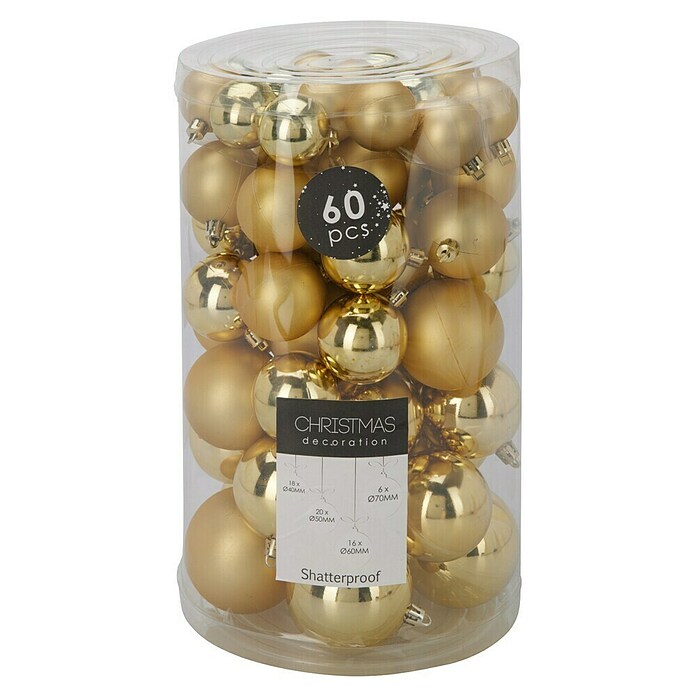 Set kerstballen (Goud, Kunststof, 60 st.) | BAUHAUS
