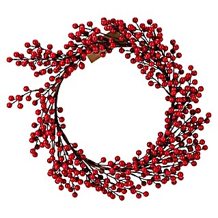 Kerstkrans met bessen (Diameter: 50 cm, Rood)