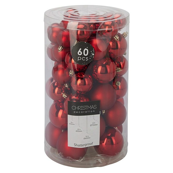 Set kerstballen (Rood, Kunststof, 60 st.) | BAUHAUS