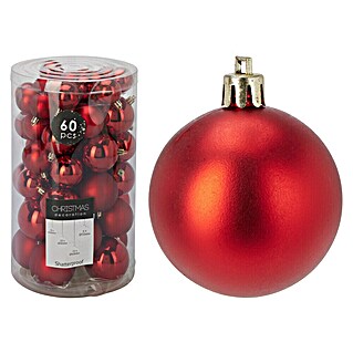 Set kerstballen (Rood, Kunststof, 60 st.)
