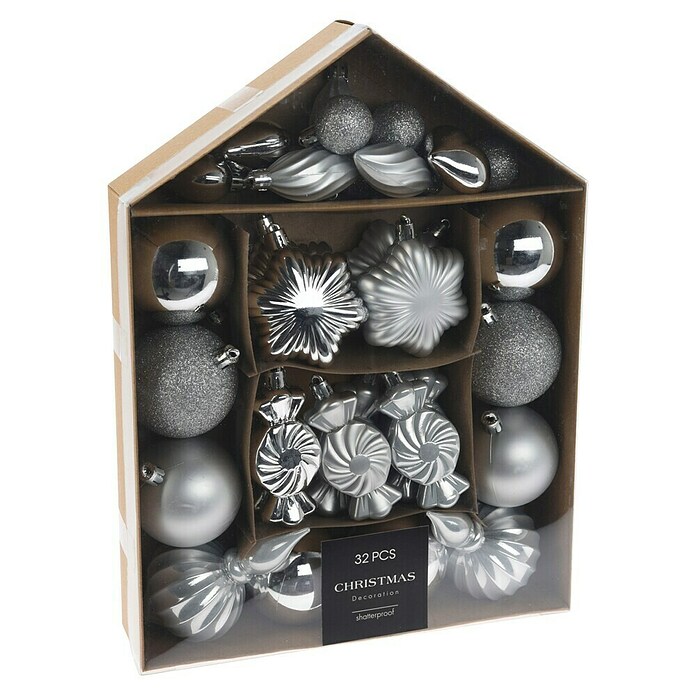 Set kerstballen (Zilver, Kunststof, 32 st.) | BAUHAUS