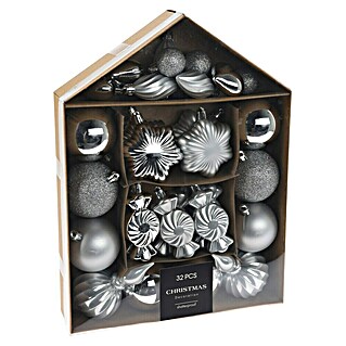 Set kerstballen (Zilver, Kunststof, 32 st.)