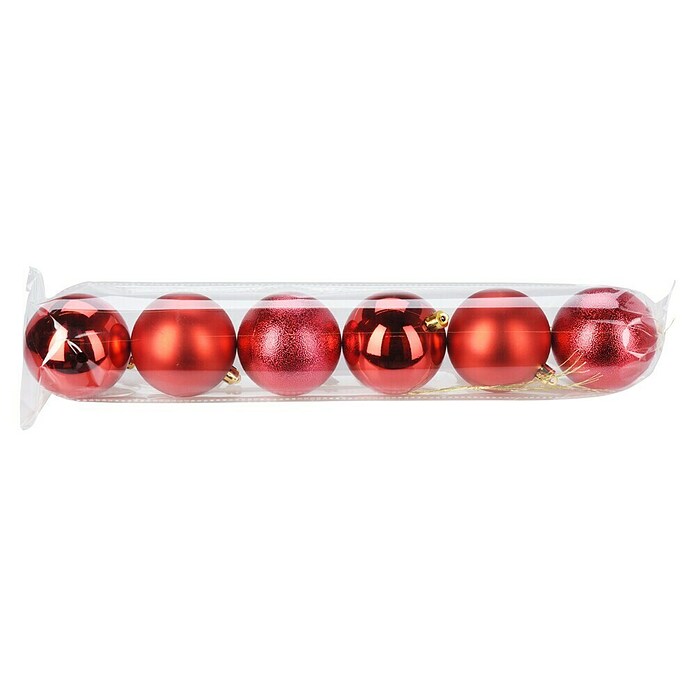 Set kerstballen (Rood, Kunststof, 6 st.) | BAUHAUS