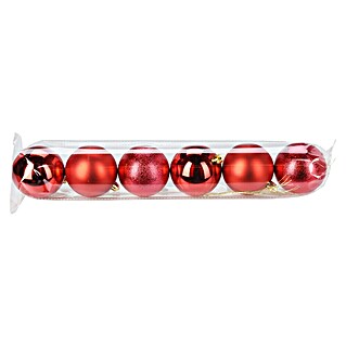 Set kerstballen (Rood, Kunststof, 6 st.)