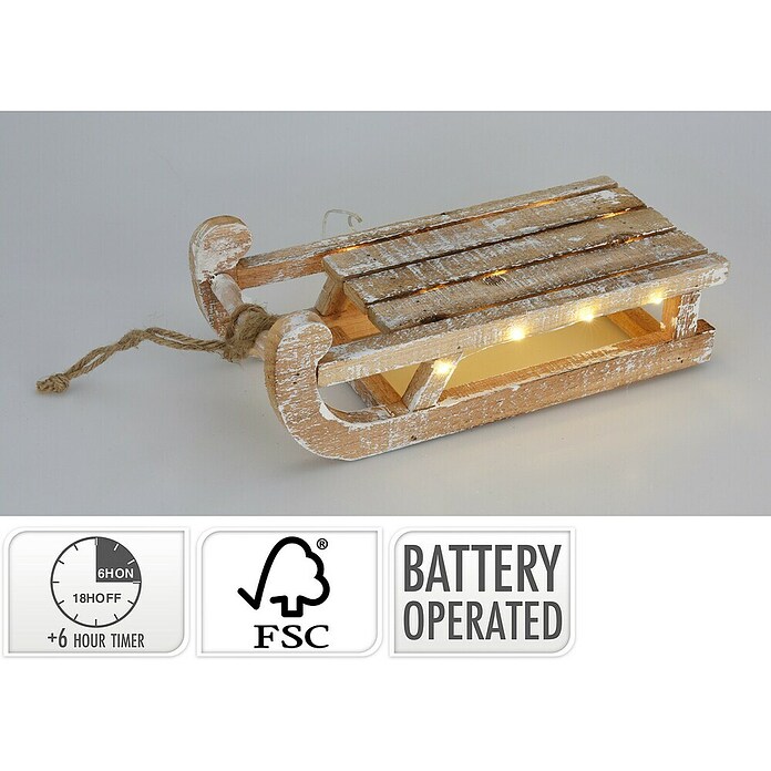 Led-kerstverlichting Slee (Lengte: 30 cm, Werkt op batterijen) | BAUHAUS