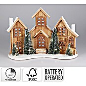 Led-kerstdorp (Bruin, 38 x 12 x 27 cm, Led, Werkt op batterijen) | BAUHAUS