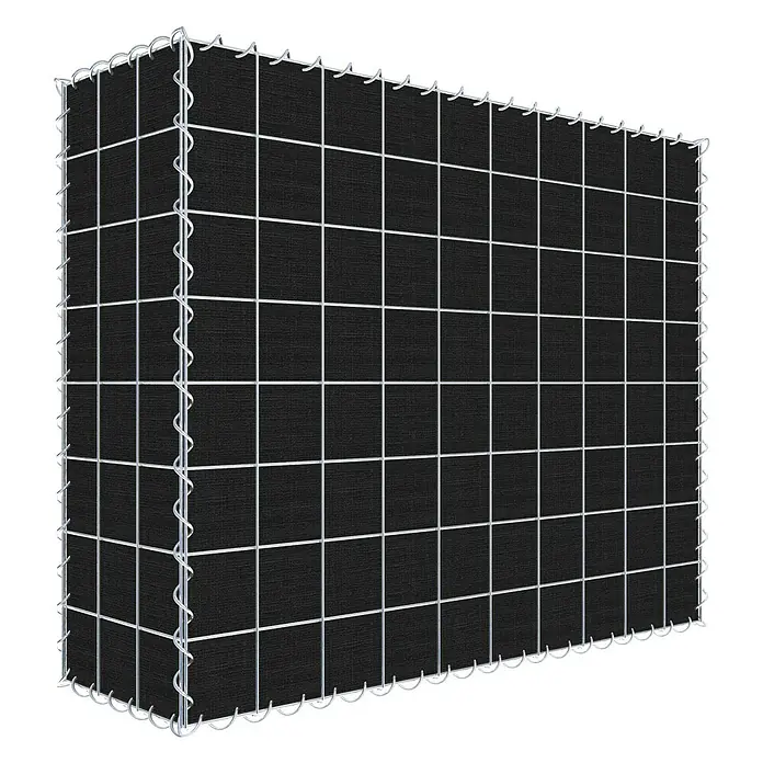 Gabiona Gabione - 100 x 30 x 80 cm, Maschenbreite: 10 cm, Maschenhöhe: 10 cm, Bepflanzbar - Gabionenwand mit schwarzer Füllung.