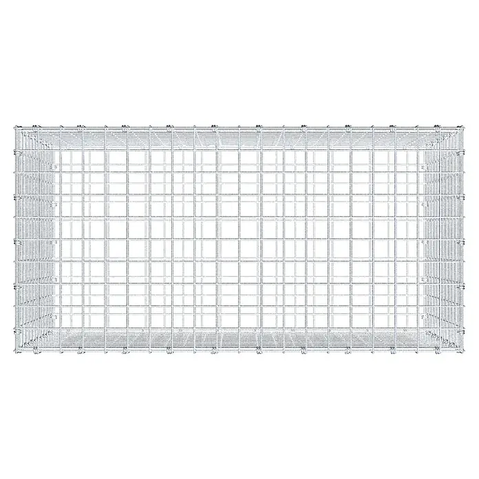 Gabiona Gabione - 100 x 50 x 60 cm, Maschenbreite: 5 cm, Maschenhöhe: 5 cm - Ansicht eines Gabionenkäfigs aus Metalldraht. Er ist leer und bereit für die Befüllung mit Steinen oder anderen Materialien.