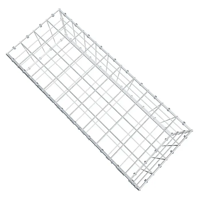 Gabiona Gabione - 100 x 40 x 30 cm, Maschenbreite: 10 cm, Maschenhöhe: 10 cm - Draufsicht eines rechteckigen, modularen Kabelschachtsystems aus Metall mit Gitterstruktur für effizientes Kabelmanagement.