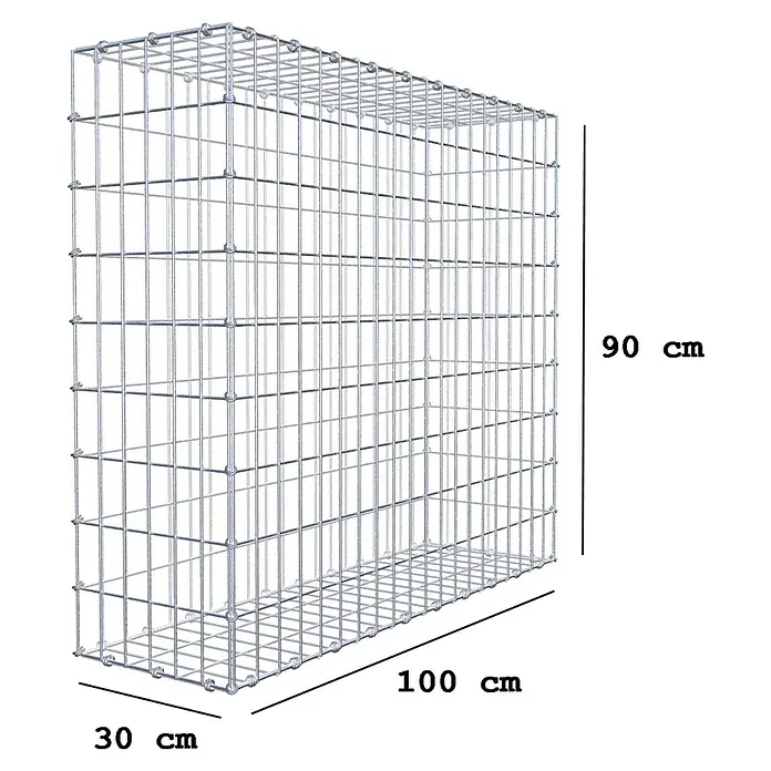 Gabiona Gabione - 100 x 30 x 90 cm, Maschenbreite: 5 cm, Maschenhöhe: 10 cm - Gabionenkorb mit den Maßen 100 cm Länge, 30 cm Breite und 90 cm Höhe. Ideal für Garten- und Landschaftsbau.
