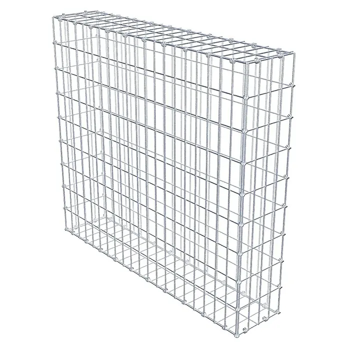 Gabiona Gabione - 100 x 20 x 90 cm, Maschenbreite: 5 cm, Maschenhöhe: 10 cm - Darstellung eines Gabionenkorbs aus stabilem Drahtgeflecht, ideal für Gartenbau und Landschaftsgestaltung. Das langlebige Material ist perfekt für den Außenbereich.