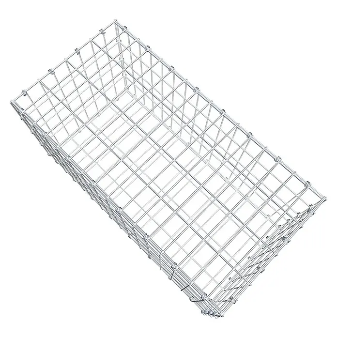 Gabiona Gabione - 80 x 40 x 40 cm, Maschenbreite: 5 cm, Maschenhöhe: 10 cm - Draufsicht auf einen Gabionenkorb aus Metalldrahtgeflecht, ideal für Garten- und Landschaftsbauprojekte. Robust und vielseitig.