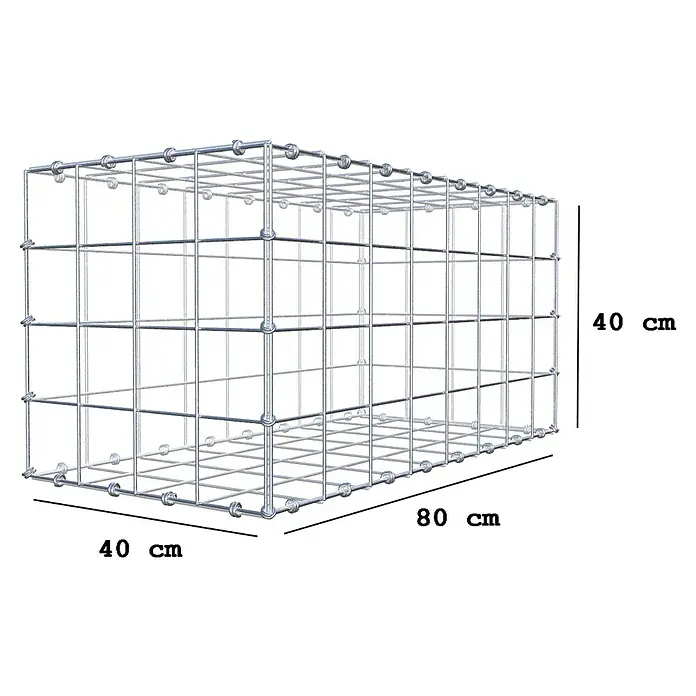 Gabiona Gabione - 80 x 40 x 40 cm, Maschenbreite: 10 cm, Maschenhöhe: 10 cm - Metallkorb mit Abmessungen von 40x40x80 cm, ideal für verschiedene Anwendungen im Garten oder als Dekoration. Stabiles Design.