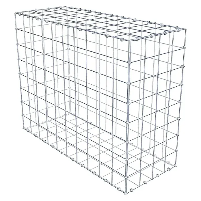 Gabiona Gabione - 100 x 40 x 80 cm, Maschenbreite: 10 cm, Maschenhöhe: 10 cm - Draufsicht auf einen rechteckigen Gabionenkorb, ein Drahtgitterbehälter zur Befüllung mit Steinen für den Landschaftsbau.