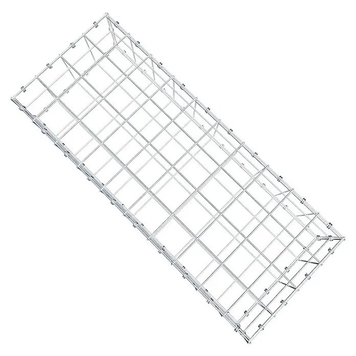 Gabiona Gabione - 100 x 40 x 20 cm, Maschenbreite: 10 cm, Maschenhöhe: 10 cm - Draufsicht eines rechteckigen, metallischen Kabelträgers. Das Gitternetz sorgt für Stabilität und Flexibilität bei der Kabelführung.