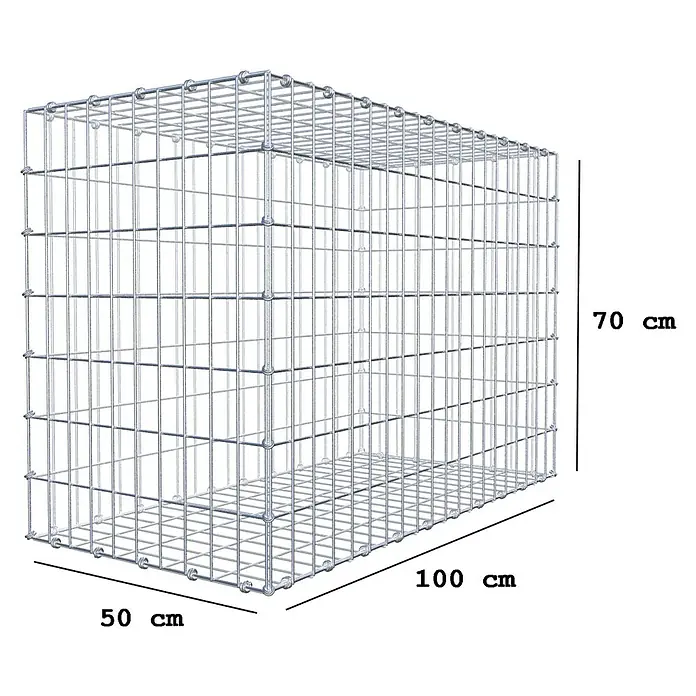 Gabiona Gabione - 100 x 50 x 70 cm, Maschenbreite: 5 cm, Maschenhöhe: 10 cm - Drahtgitterbox mit den Maßen 50 cm x 100 cm x 70 cm. Perfekt für den Garten- und Landschaftsbau oder als dekoratives Element.