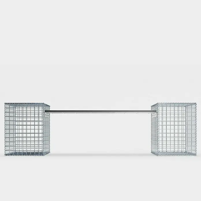 Gabiona Gabionenbank - 205 x 40 x 60 cm, Maschenbreite: 5 cm, Maschenhöhe: 5 cm - Schlichte Gartenbank mit Gabionen-Gestellen und einer Sitzfläche aus Metall. Modernes Design für den Außenbereich.