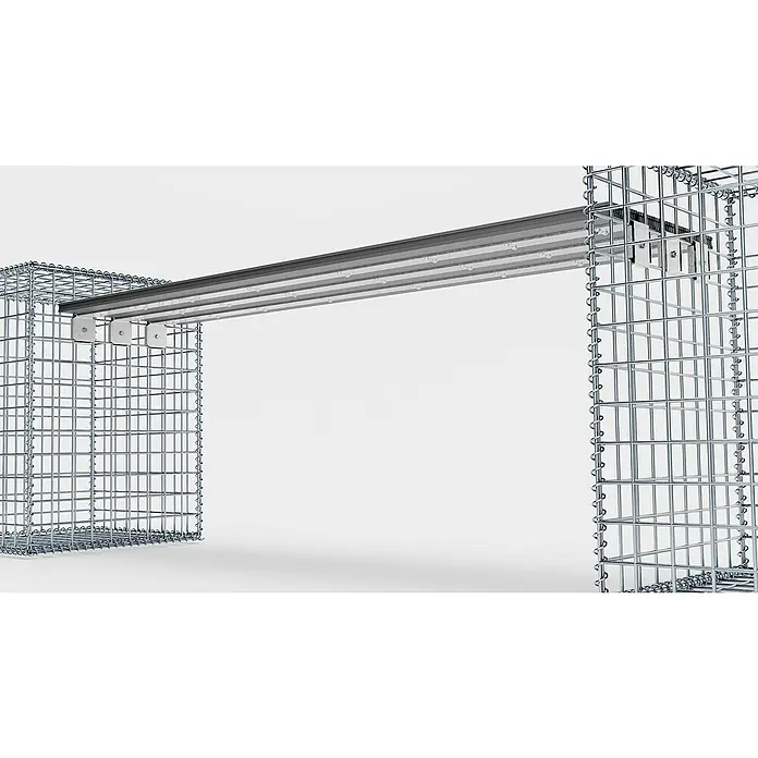 Gabiona Gabionenbank - 205 x 40 x 60 cm, Maschenbreite: 5 cm, Maschenhöhe: 5 cm - Gabionen-Tor mit Stahlrahmen und LED-Beleuchtung. Das Tor ist stabil und modern gestaltet, ideal für den Außenbereich.