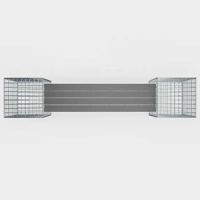 Gabiona Gabionenbank - 205 x 40 x 60 cm, Maschenbreite: 5 cm, Maschenhöhe: 5 cm - Eine Drahtschotterwand mit Stahlplatten dazwischen, die eine moderne und robuste Landschaftsgestaltung bietet. Die ideale Lösung für den Garten!